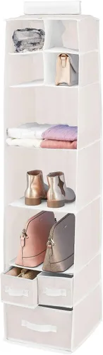Vista 6 de mDesign - Organizador de almacenamiento para barra de guardarropa, 7 estantes, 3 cajones