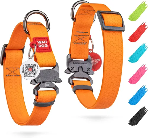 Vista 35 de WAUDOG Collar de perro impermeable – Collar ajustable para perros grandes, pequeños y medianos – Collares resistentes con cierre de metal duradero