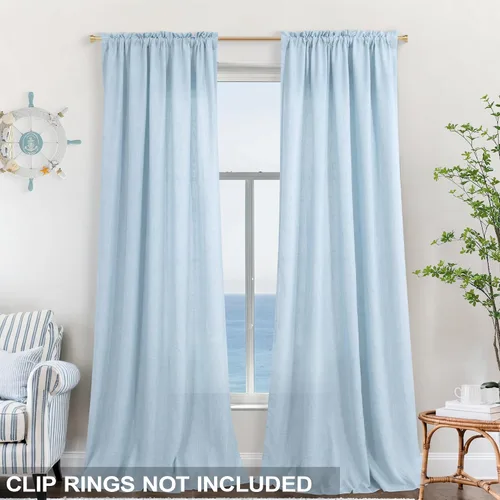 Vista 28 de KOUFALL Juego de 2 cortinas de puerta francesa, cortinas de lino para puerta/ventana, cortina transparente boho para cristal lateral delantero