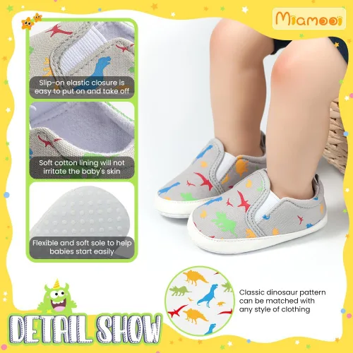 Vista 5 de Miamooi Zapatos deportivos para bebés, niños y niñas, suela suave, zapatos de primera caminata, informales, planos, ligeros, para cuna