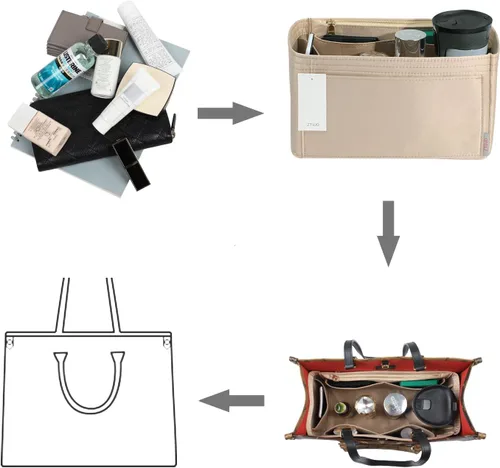 Vista 5 de ZTUJO Organizador de bolso para bolsos, organizador de bolsas de tacto sedoso con soporte para botellas, perfecto para Speedy, Neverfull, Tote
