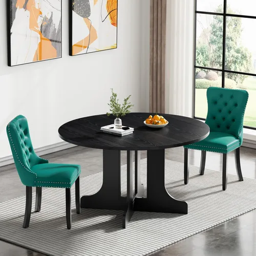 Vista 85 de Juego de mesa de comedor extensible marrón de 63 a 78.74 pulgadas para 4, juego de mesa de comedor de 5 piezas con 4 sillas, mesa de cocina