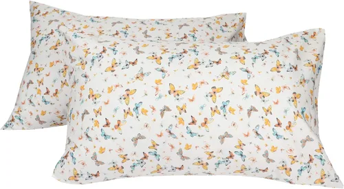Vista 7 de Fundas de almohada florales tamaño estándar, 100% algodón, fundas de almohada blancas con cierre de sobre, 20 x 30 pulgadas