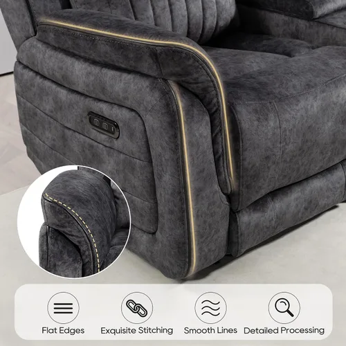 Vista 6 de Zero Gravity - Sofá biplaza reclinable eléctrico con reposacabezas ajustable, sofá reclinable eléctrico con consola, sofá reclinable eléctrico