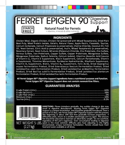 Vista 4 de Apoyo digestivo Ferret Epigen 90 de Wysong, alimento de hurón seco