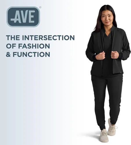 Vista 6 de ave. Women's Solano Four Pocket Athletic Scrub Jacket Negro