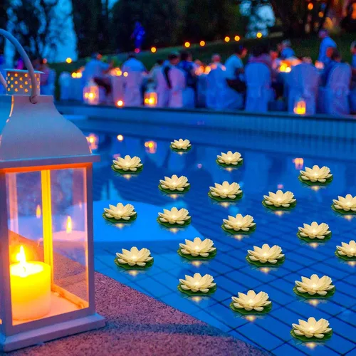Vista 14 de Liliful 24 luces de loto flotantes Diwali, 5.91 pulgadas, 6