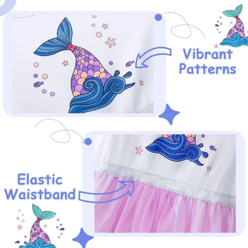 Vista 5 de VASCHY Dress for Girls,Cute Girls Long Sleeve Princess Party Outfit Clothes,ToddlerLittleBig Kid Girls Clothing 2-10T