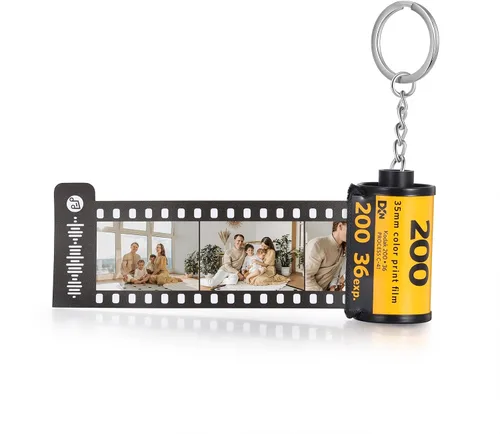 Vista 7 de Llaveros personalizados con fotos, llavero personalizado con rollo de película de cámara de imagen, regalo para novio