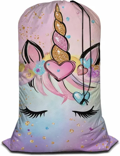 Vista 15 de Swono Bolsa de lavandería extra resistente, diseño de hada de mariposa, diseño de flores de caricaturas, extra resistente, bolsa de ropa sucia