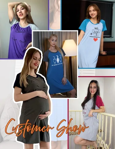 Vista 6 de Ekouaer Camisón de manga corta para mujer, ropa de dormir estampada, camisa de dormir suave, tallas S-3XL