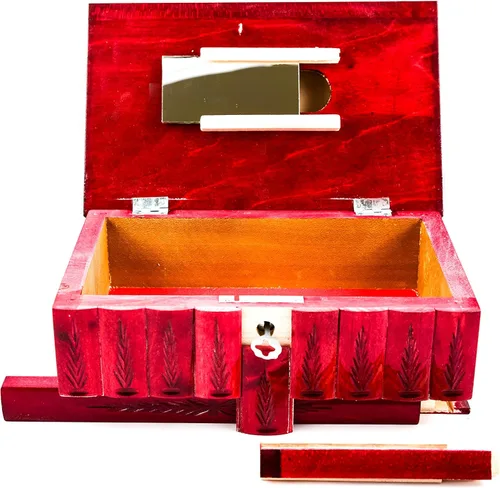 Vista 7 de Caja de rompecabezas de madera hecha a mano (grande) clave oculta secreta y compartimento de almacenamiento para anillos, collares, pendientes