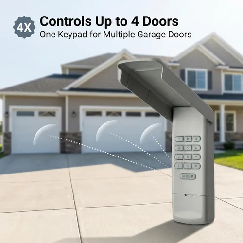 Vista 7 de Control remoto universal para abrir puertas de garaje con teclado inalámbrico sin llave, compatible con Genie, LiftMaster, Chamberlain, Craftsman