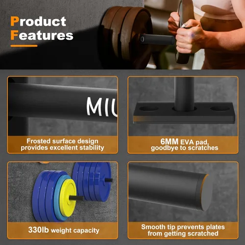 Vista 5 de Weight Plate Holder, Wall Mounted Weight Rack Storage for Weight Plates, Home Gym Organizer