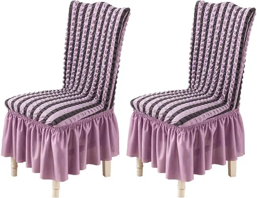 Vista 9 de Paquete de 2 fundas elásticas universales para sillas de comedor con falda, funda minimalista moderna para silla de sirsaca tridimensional, funda