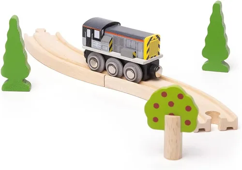 Vista 3 de Bigjigs Rail Class 8 Diesel Shunter - Trenes de madera vintage, juguetes y accesorios ferroviarios para niños, regalos para niños pequeños y niños