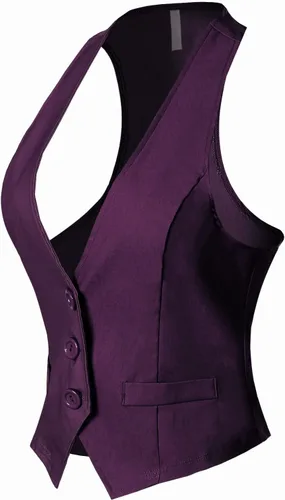Vista 2 de Chaleco de esmoquin de espalda cruzada, versátil, diseño informal o formal, para mujer, de Design by Olivia