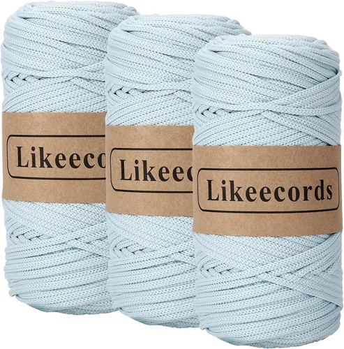 Vista 17 de Likeecords Cordón de macramé trenzado de poliéster de 0.157 in, 140 yardas, 426 pies, hilo elástico para bolsa de ganchillo para manualidades