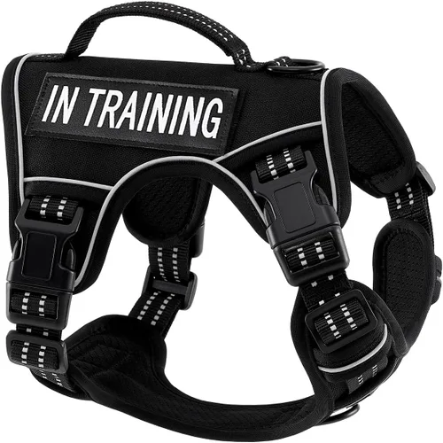 Vista 18 de Arnés para perro sin tirones para perros de tamaño pequeño, chaleco ajustable para caminar fácilmente, material Oxford transpirable, tiras Verde