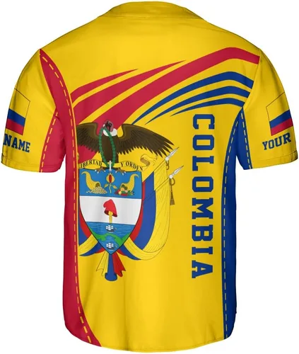 Vista 3 de Camiseta personalizada de béisbol de Colombia, camiseta de béisbol Colombia FLag Pride Camiseta Beisbol Colombiana
