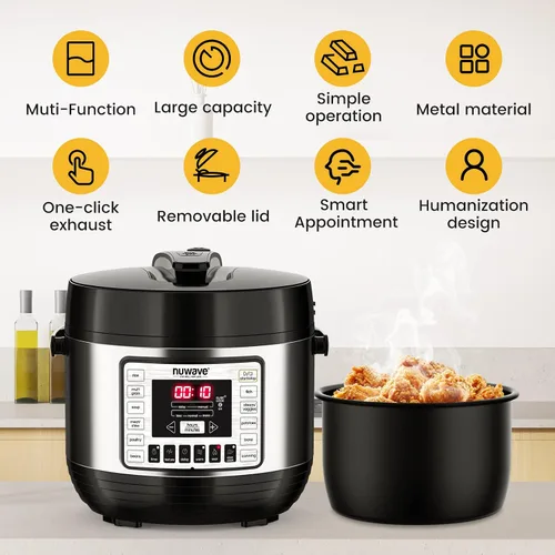 Vista 2 de NUWAVE Nutri-Pot - Olla a presión digital de 6 cuartos con sistema de seguridad Sure-Lock; olla interior antiadherente apta para lavavajillas; 11