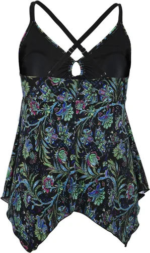 Vista 2 de Mycoco - Tankini con control de abdomen para mujer, con lazo frontal, espalda cruzada, traje de baño holgado