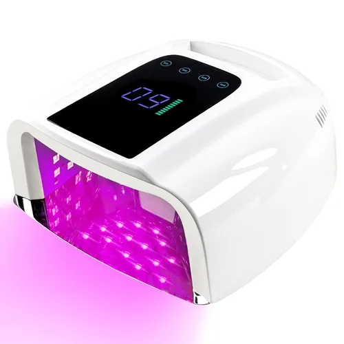 Vista 12 de Lámpara de uñas LED UV recargable de 96 W, luz UV inalámbrica para uñas con pantalla LCD, sensor automático, 4 ajustes de temporizador y secador