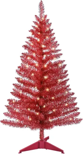 Vista 10 de Liguanow Árbol de Navidad artificial de 4 pies completamente negro con luces separadas, no preiluminado, mini árbol de Navidad de oropel negro, 50