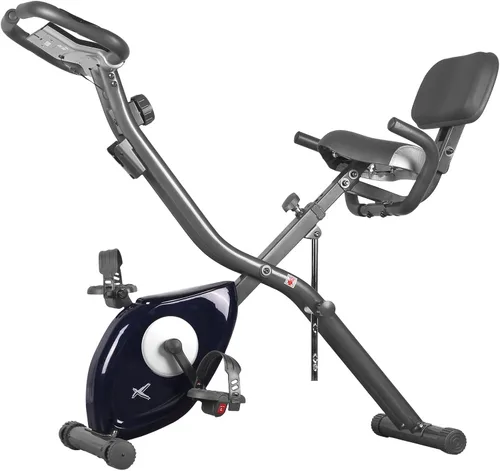 Vista 7 de leikefitness LEIKE X Bicicleta plegable ultra silenciosa, bicicleta vertical magnética con monitor de frecuencia cardíaca, monitor LCD y fácil
