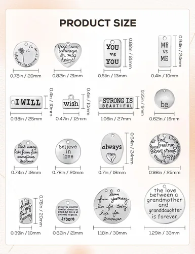Vista 2 de JIALEEY Dijes motivacionales, al por mayor, lotes a granel, colgantes de mensaje inspirador para manualidades, accesorios para hacer joyas