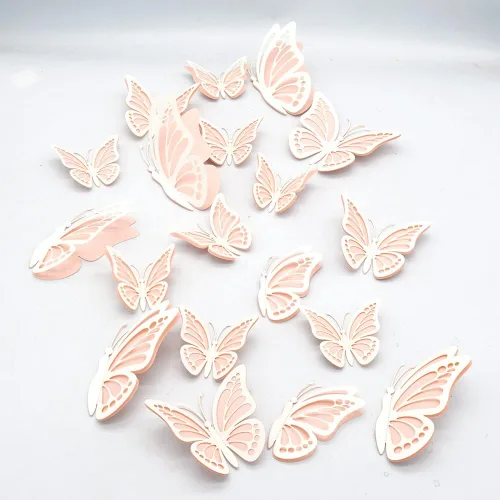 Vista 8 de 20 calcomanías de pared con mariposas 3D, calcomanías de papel de doble capa, calcomanías de mariposa extraíbles para decoración de salas de estar