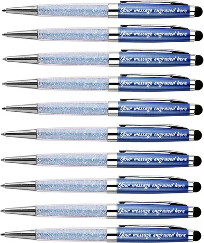 Vista 7 de Ancolo Bolígrafos grabados de lujo con punta de lápiz capacitivo, repuestos de tinta negra de cristal, bolígrafos de calidad, personalizados