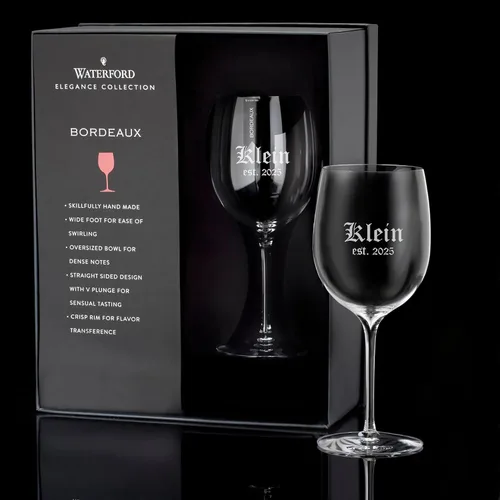 Vista 5 de Waterford Grabado Elegance Copas de vino Burdeos, 22 onzas, juego de 2 Personalizado con grabado personalizado para Burdeos, Cabernet Sauvignon