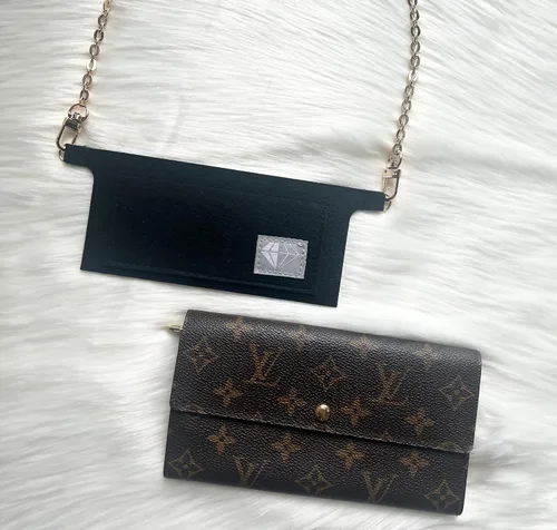 Vista 2 de Kit de conversión de inserto de bolso con cadena dorada para Sarah Emilie Wallet a Crossbody, Negro -, Minimalista