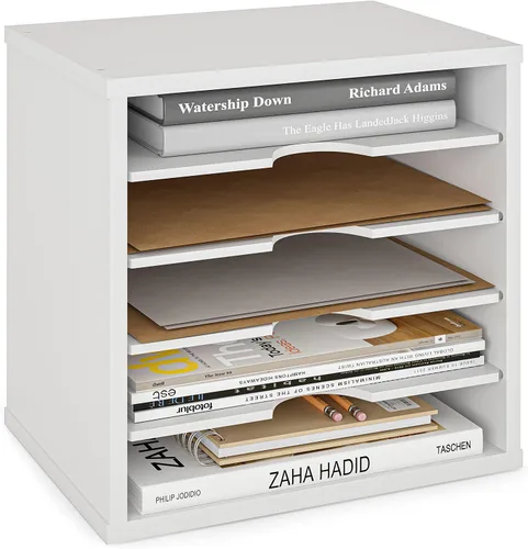 Vista 12 de Ballucci Organizador de archivos, clasificador de papel, estantes ajustables de 5 niveles, organizador de escritorio de oficina, 13 5/8 x 9 1/4 x 12