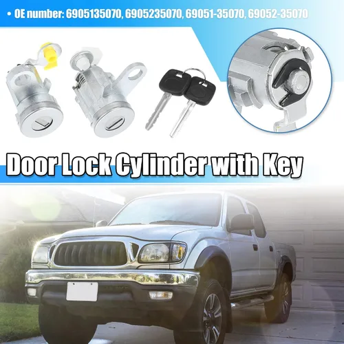 Vista 2 de X AUTOHAUX Juego de cilindros para cerradura de puerta con 2 llaves para Toyota Tacoma 1995-2004 DL-107 DL108R Juego