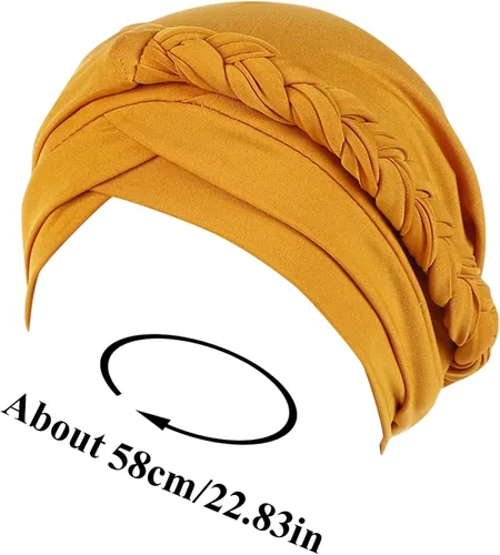 Vista 3 de Gorra de bola base para mujer, gorro con cuentas trenzadas, turbante, cubierta de cabeza, envoltura étnica