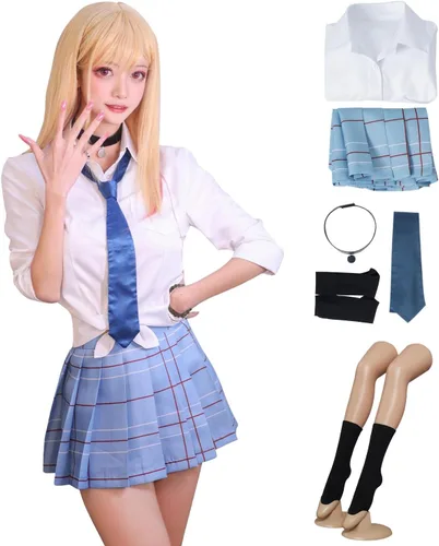 Vista 7 de Disfraz de uniforme escolar japonés para mujer, falda plisada Conjunto de disfraz