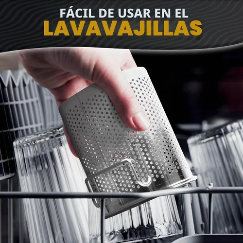 Vista 9 de Palillos Cubiertos y recipiente para utensilios de cocina rack de secado cesta con gancho de acero inoxidable perforado (forma ovalada) – se puede