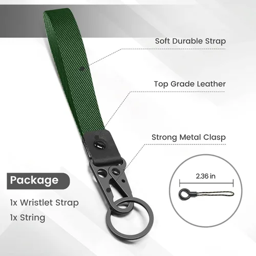Vista 5 de ABLAZE - Correa de muñeca para llaves, cordón de mano duradero para hombres y mujeres, verde (atrovirens)