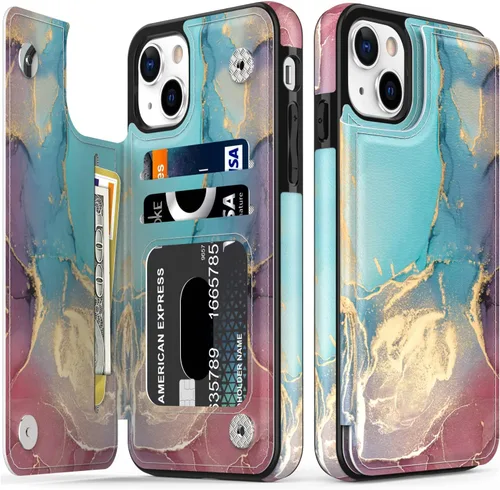 Vista 168 de LETO para iPhone 15 Pro Funda tipo cartera - Tapa tipo folio con patada - Diseños de moda - Tarjetero - Funda protectora para mujeres y niñas - 6.1