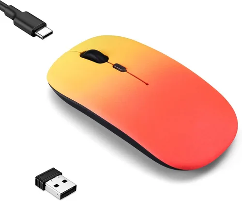 Vista 11 de Paquete de 10 ratones inalámbricos Bluetooth, LED de doble modo recargable, silencioso y delgado, portátil (receptor BT5.2+USB), mouse
