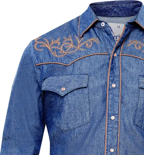 Vista 2 de RANGER'S Longhorn - Camisa de manga larga bordada a presión para hombre