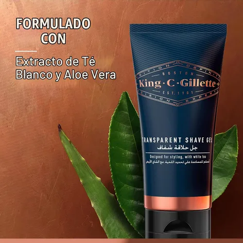 Vista 5 de King C. Gillette Gel de afeitado transparente para hombre con té blanco y aceite de argán, 5 onzas