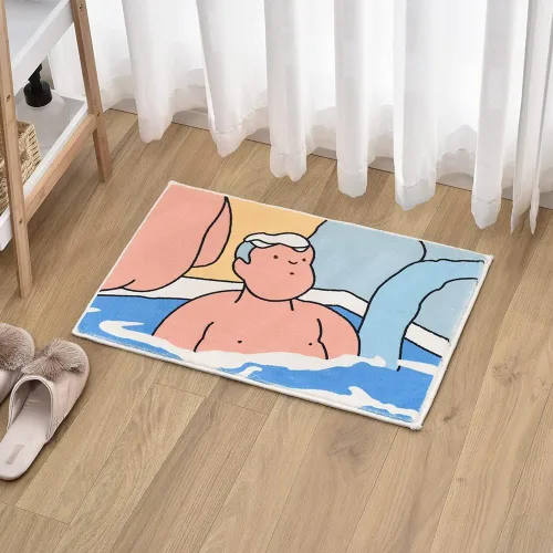 Vista 7 de Alfombra de baño de aguas termales, alfombra de anime japonés para baño, tapete antideslizante absorbente de agua, alfombras de baño de microfibra