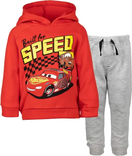 Vista 8 de Disney Pixar Cars Lightning McQueen - Conjunto de sudadera con capucha y pantalones de forro polar para niños pequeños y grandes