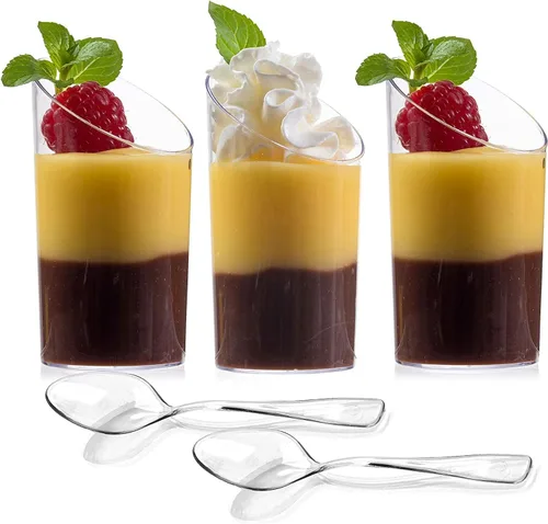 Vista 7 de Zappy taza de degustación/postre elegante, mini cilindro transparente 2.5 onzas, de plástico, Transparente