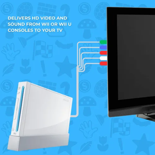 Vista 4 de Old Skool Cable AV Componente Wii Compatible con Nintendo Wii y Wii U a HDTV Para Wii U, Wii, cable de audio/vídeo