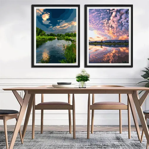Vista 2 de Kit de pintura por números para adultos principiantes, paquete de 2 pinturas por números para adultos, lienzo enrollado para pintar, decoración