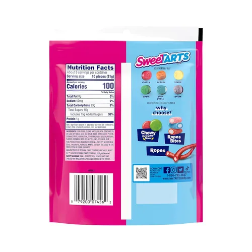 Vista 2 de SweeTARTS Gomitas Fruity Splitz, caramelos, dulces y ácidos, bolsa resellable, 9 onzas (paquete de 2)